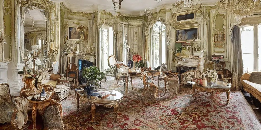 Image similar to decorative victorian livingroom flooded with water