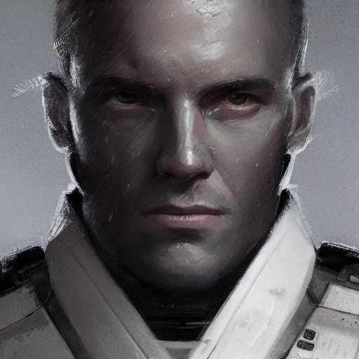 Prompt: portrait of a man by greg rutkowski, a soldier of the galactic federation wearing a gray and black tactical gear, star wars expanded universe, highly detailed portrait, digital painting, artstation, concept art, smooth, sharp foccus ilustration, artstation hq