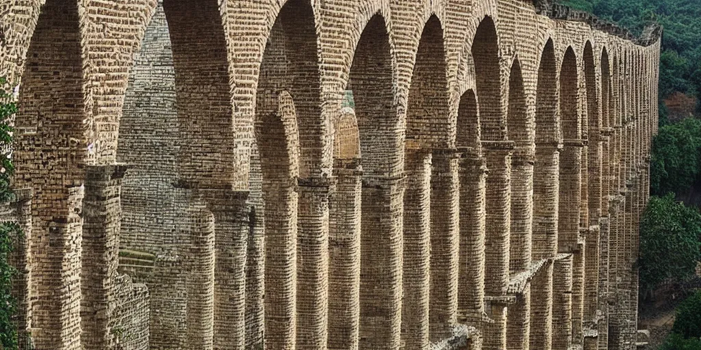 Prompt: a seamless pattern of aqueducts