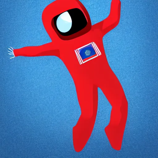 Image similar to a ( ( red suit ) ) astronaut shaped like a bean with a blue visor 4 k