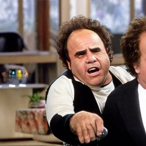 Image similar to danny devito and will ferrell in a fight to the death