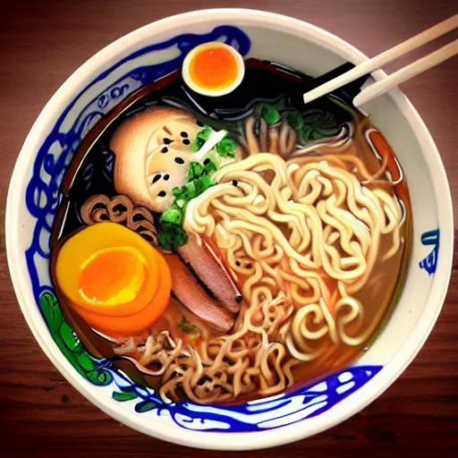 Image similar to Bowl of ramen in the style of a comic book