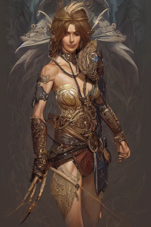 Prompt: a anthropomorphic owl warrior, D&D, fantasy, intricate, highly detailed, digital painting, artstation, concept art, smooth, sharp focus, illustration, art by artgerm and greg rutkowski and alphonse mucha