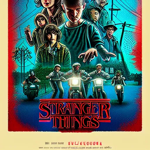 Image similar to stranger things, polish movie poster, trending on artstation