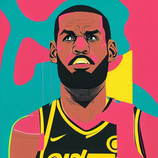 Image similar to Lebron James profile picture by Sachin Teng, asymmetrical, Organic Painting , Matte Painting, geometric shapes, hard edges, graffiti, street art:2 by Sachin Teng:4