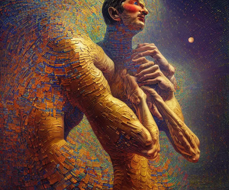 Prompt: hyper detailed 3d render like a Oil painting - atlas dramatically supporting the universe on his shoulders, by Jacek Yerka, Mariusz Lewandowski, Houdini algorithmic generative render, Abstract brush strokes, Masterpiece, Edward Hopper and James Gilleard, Zdzislaw Beksinski, Mark Ryden, Wolfgang Lettl, hints of Yayoi Kasuma, octane render, 8k