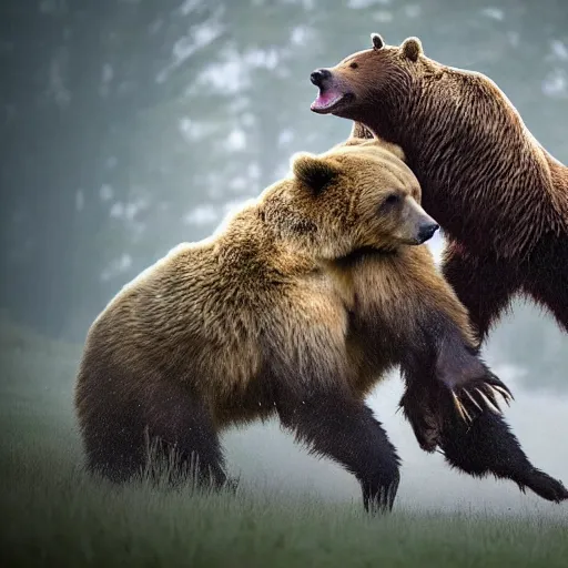 Prompt: a giant spider fighting a bear, national geographic photo, award winning