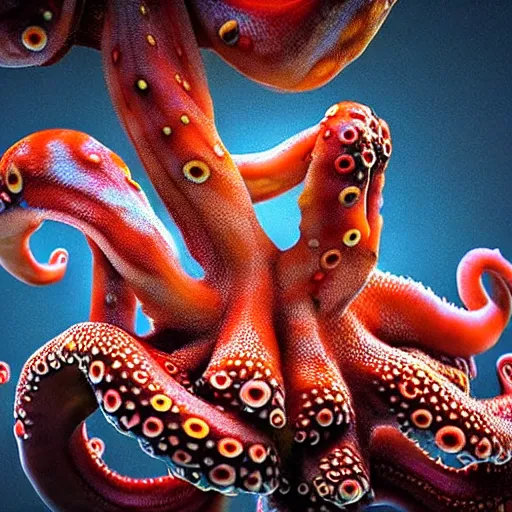 Prompt: hyperrealism simulation of parallel universe highly detailed octopuses'floating in new - york in surreal scene from art house movie from future by caravaggio rendered in mandelbulb 4 d and blender and octane render