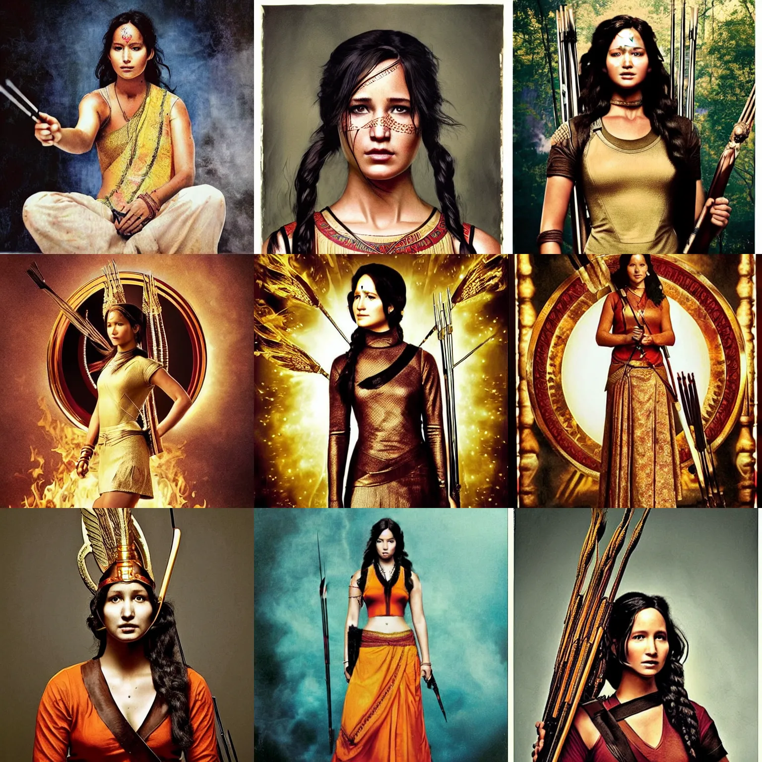 Prompt: ( ( ( ( ( katniss everdeen ) ) ) ) ) as a hindu goddess, photography by annie leibovitz