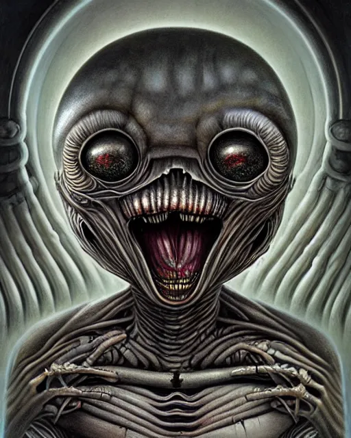 Image similar to highly detailed giger alien, hyper realistic, artstation, illustration, nicoletta ceccoli, mark ryden, lostfish, dan decarlo, bob clampett, max fleischer, digital paint, matte paint, vivid colors, detailed and intricate environment