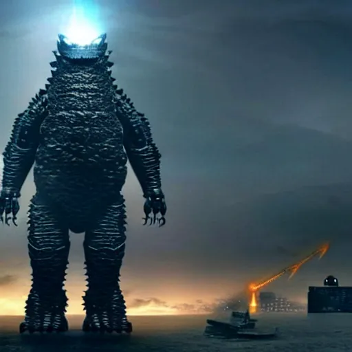 Prompt: a robot designed like godzilla