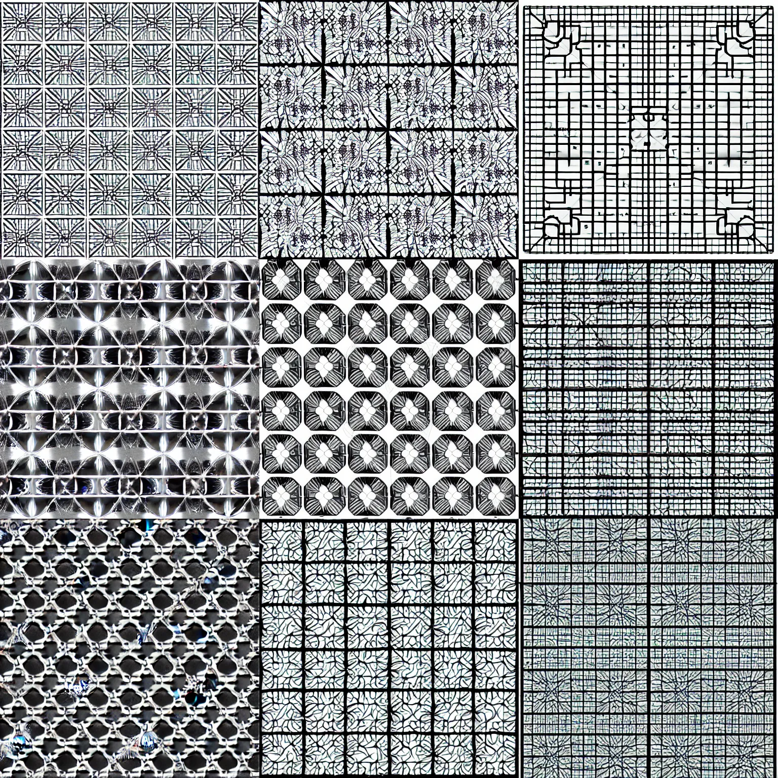 Prompt: fractal grid of metallic plates