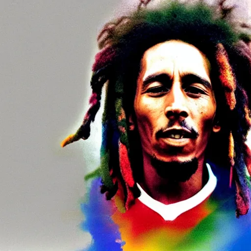 Image similar to colour masterpiece surreal closeup portrait photography of bob marley, highly detailed, intricate, smoke background, 8 k