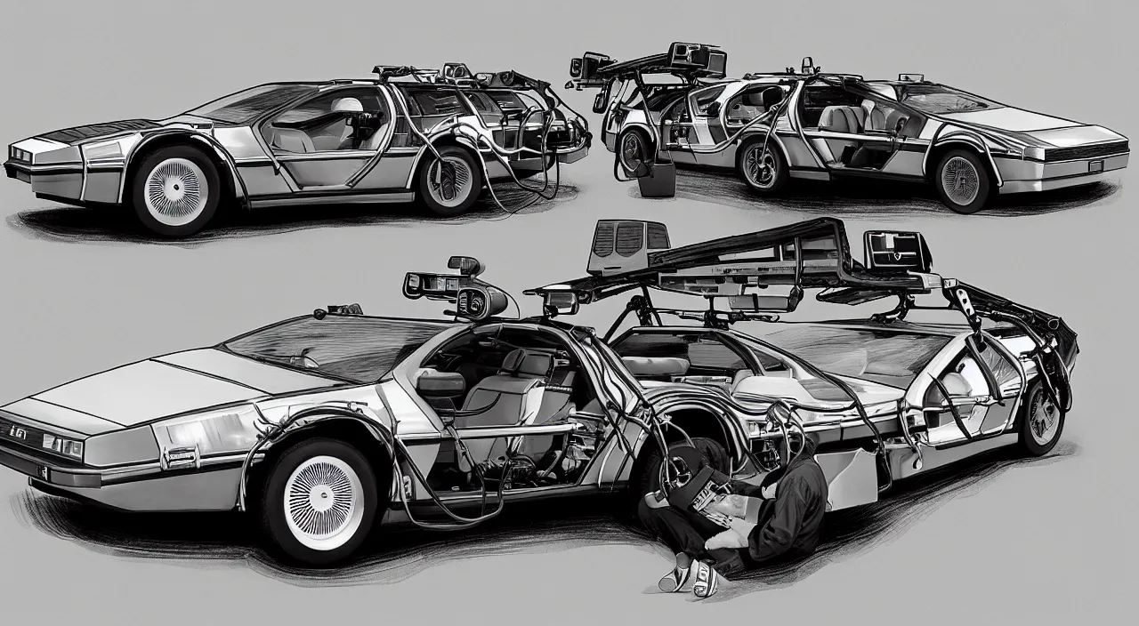 Image similar to back to the future delorean, concept design by scott robertson