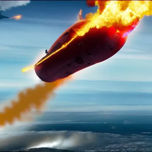 Prompt: captain marvel hindenburg disaster, 4k realistic photo