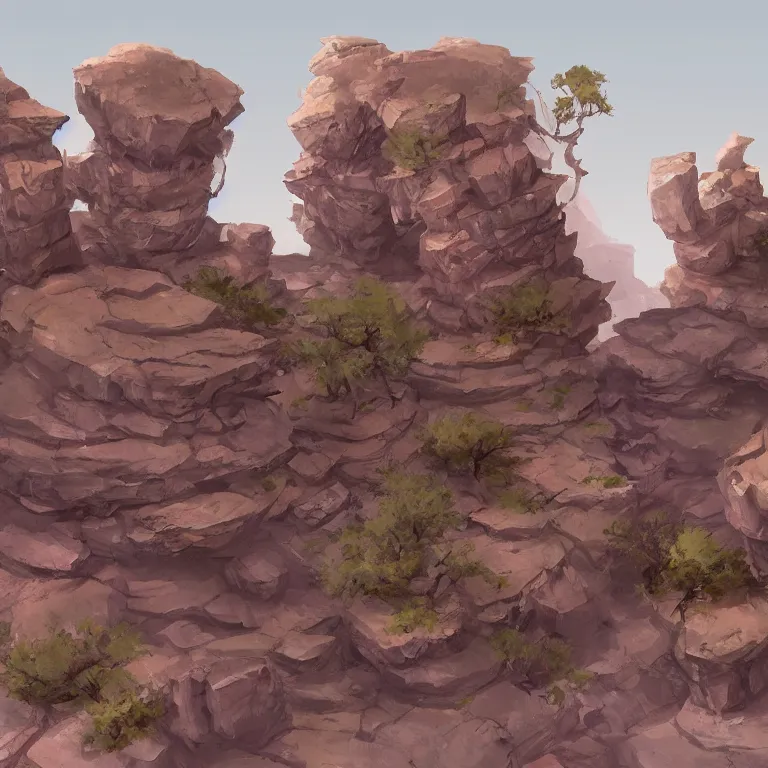 Image similar to canyon rock formations, sketch, concept art by senior environment artist, polycount, environmental art