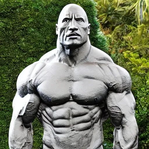 Prompt: stone sculpture of dwayne johnson