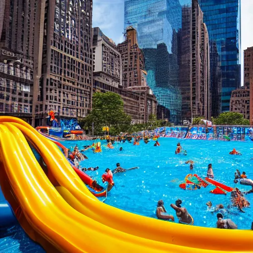 Prompt: new york is gigant water park