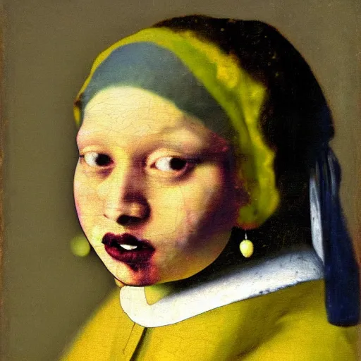 Prompt: a bacalaito fritter in the style of vermeer, glitch art