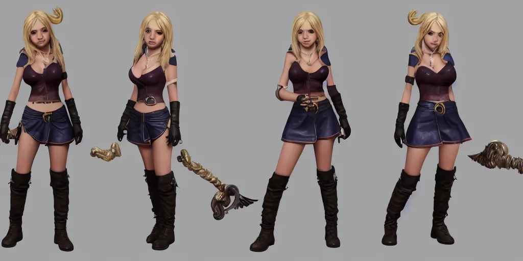 Prompt: character sheet of Lucy heartfilia as a champion in the game wild rift. 3d render, unreal engine 5, 8k resolution, sfw