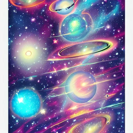 Image similar to galaxies, cartoon style