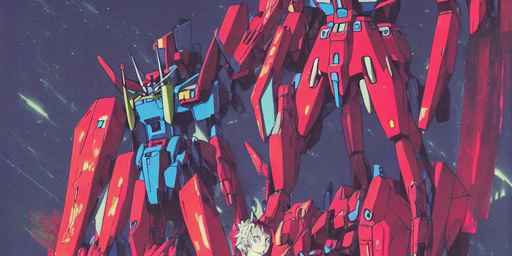 Image similar to risograph grainy painting of gigantic huge evangelion - like gundam mech face with a lot of details and lasers covered ooze, by moebius and dirk dzimirsky and satisho kon, close - up wide portrait