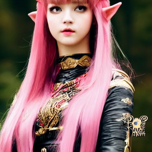 Image similar to Black Pink Lisa as a young elf princess full HD 4K highest quality realistic beautiful gorgeous natural