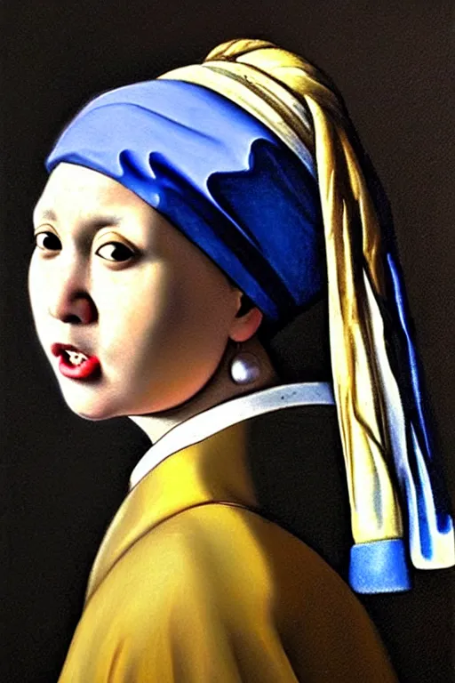 Prompt: portrait of Kim Jong-Un in the style of Girl with a Pearl Earring by Johannes Vemeer, oil painting, masterpiece, old master, grand master