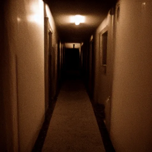 Prompt: a scary demon staring at you in the dark hallway, high quality photo