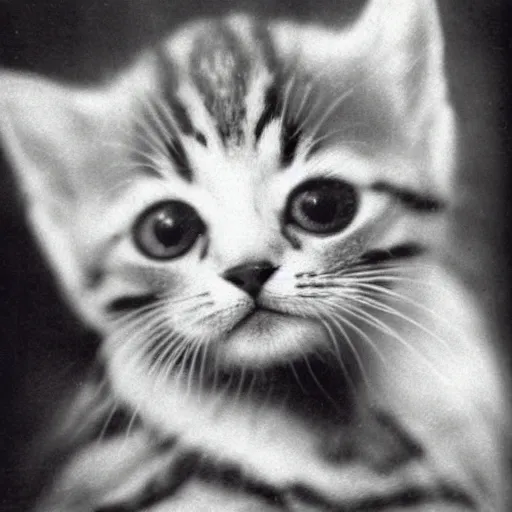 Prompt: portrait photo of a cute kitten by edward weston, 1 9 3 0