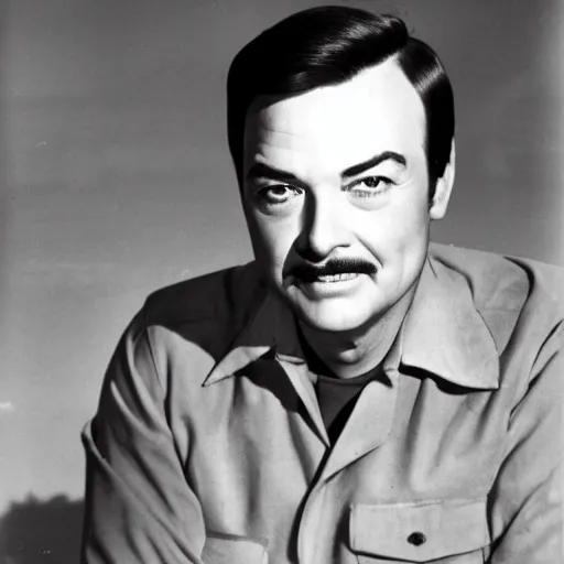 Prompt: photo of a person who looks like a mixture between deforrest kelley and james doohan