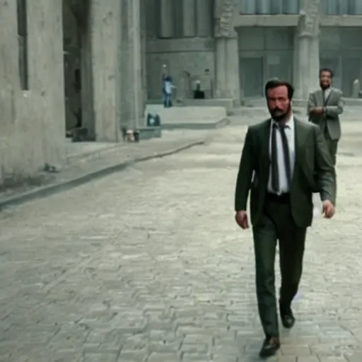 Image similar to kurdish capitalist wearing a suit, dressed smart, in a movie directed by christopher nolan, movie still frame, promotional image, imax 7 0 mm footage