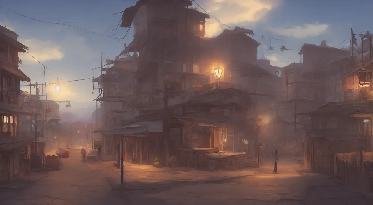 Image similar to a digital painting of an old western town, concept art by Makoto Shinkai, cg society contest winner, photorealism, 2d game art, concept art, matte painting