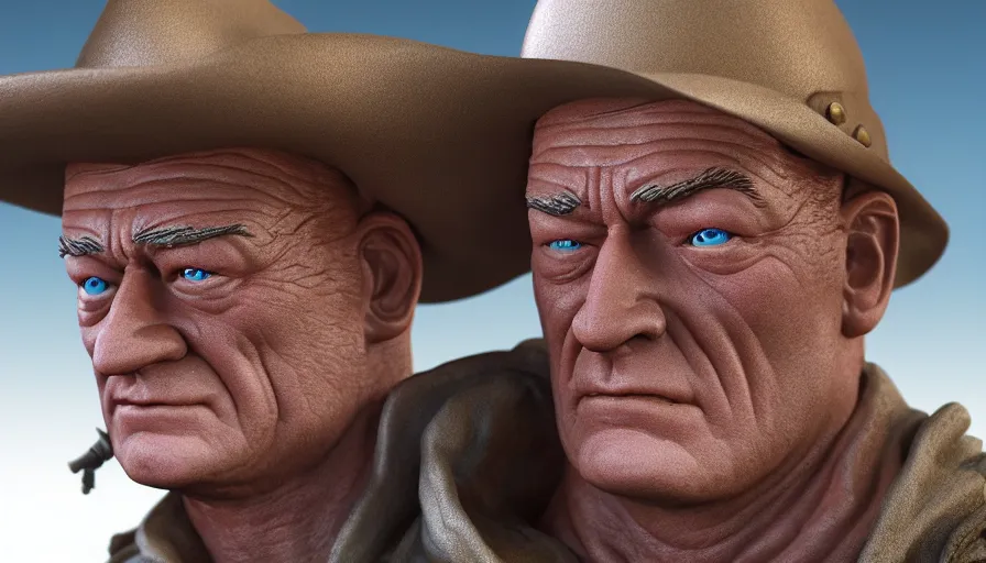 Prompt: John Wayne as a toy, hyperdetailed, artstation, cgsociety, 8k