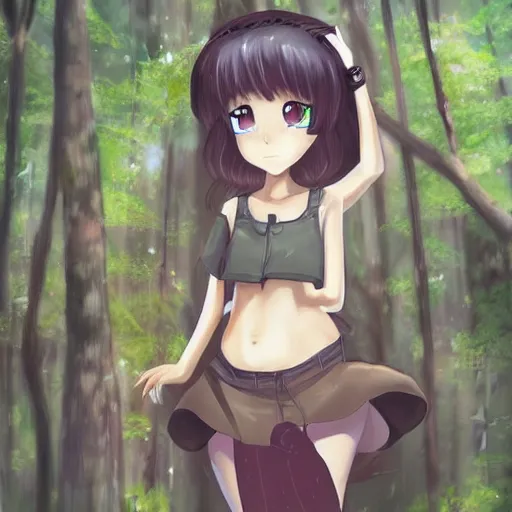 Prompt: a girl walking in a forest, a big eye in the sky is watching her, anime art, smooth, hd, smooth