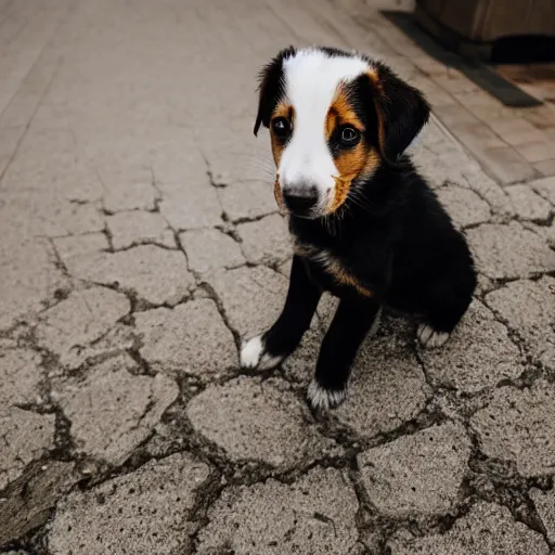 Prompt: a cute puppy, Canon EOS R3, f/1.4, ISO 200, 1/160s, 8K, RAW, unedited, symmetrical balance, in-frame