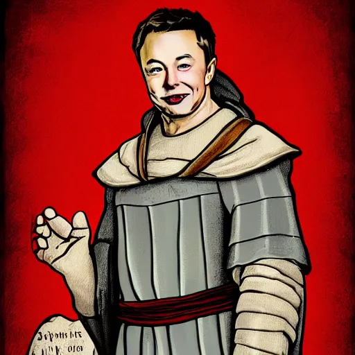 Prompt: elon musk as a smug peasant in medieval times, digital art