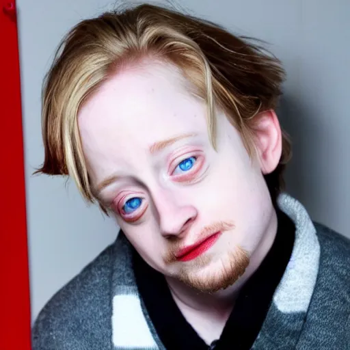 Image similar to macaulay culkin as a miserable shoe in winter