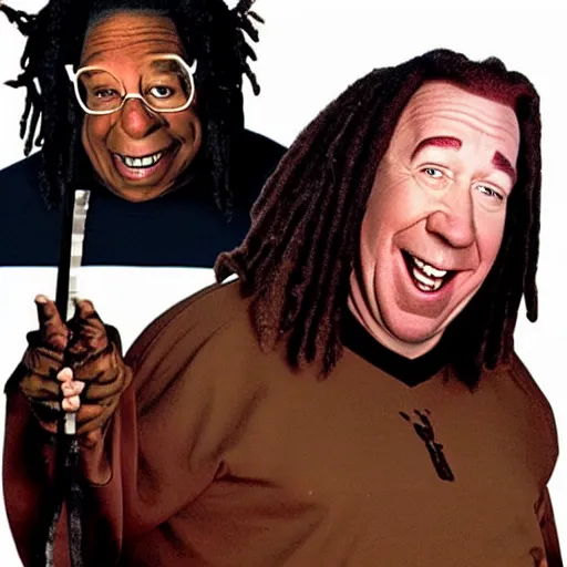 Prompt: fat tim allen as whoopi goldberg's face