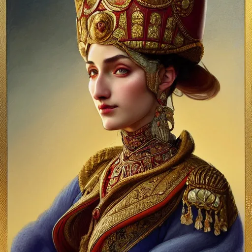 Prompt: portrait of ottoman sultan gog, female, clear face, symetrical, masculine, full body, 4 k, fantasy, intricate, elegant, highly detailed, digital painting, artstation, concept art, matte, sharp focus, illustration, art by artgerm and greg rutkowski and alphonse mucha