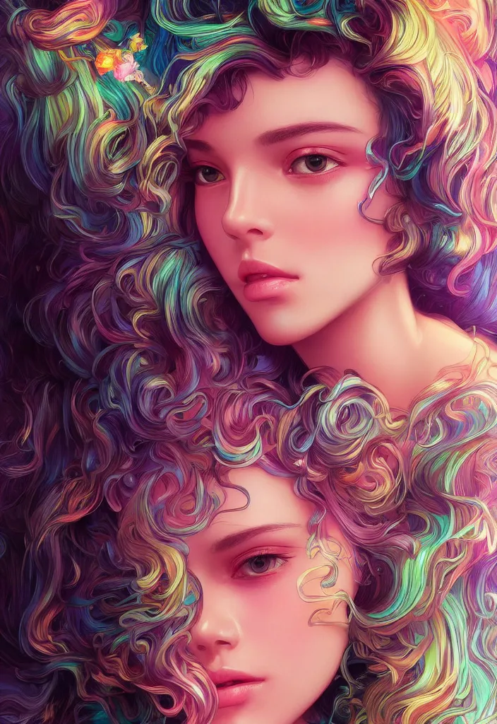 Prompt: beautiful, young woman, detailed gorgeous face, vaporwave aesthetic, synthwave, colorful, psychedelic, artstation, concept art, smooth, extremely sharp detail, finely tuned detail, ultra high definition, 8 k, unreal engine 5, ultra sharp focus, illustration, art by mary dimova, artgerm, greg rutkowski and alphonse mucha