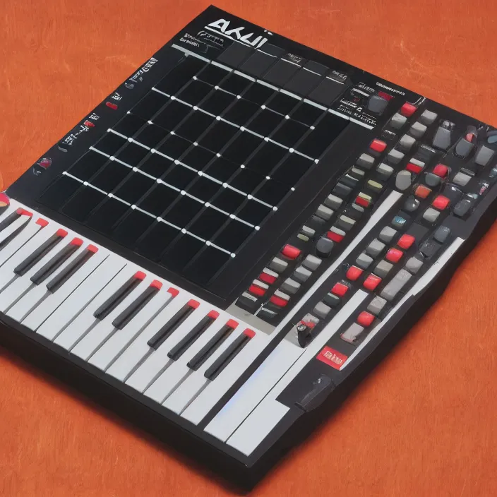 Prompt: analogue photograph of Akai MPC 2000XL,