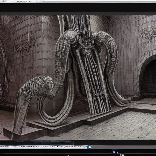 Image similar to HYPER REALISTIC VFX SIMULATION of one of H.R GIGER'S works