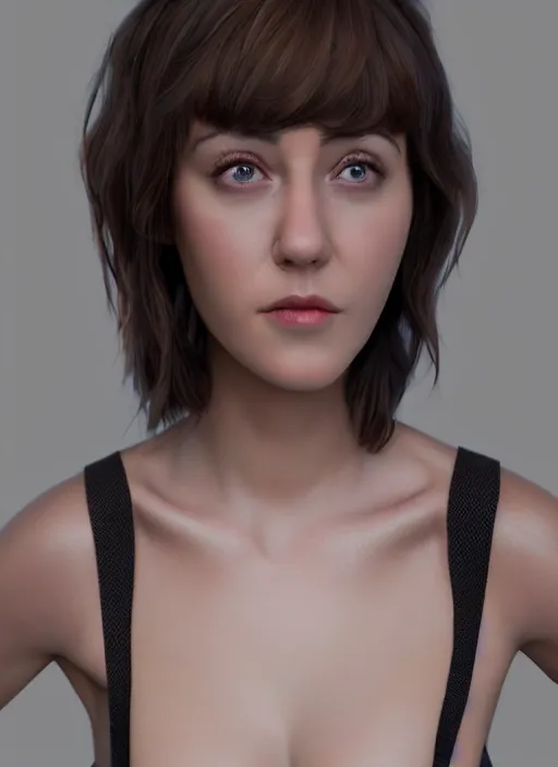 Prompt: beautiful portrait jena malone, beautiful girl, beautiful body, tranding by artstation, character artist, 8 1 5, mature content, zbrush, maya, substance 3 d painter, art by huaishen j, 2 d 3 d concept artist