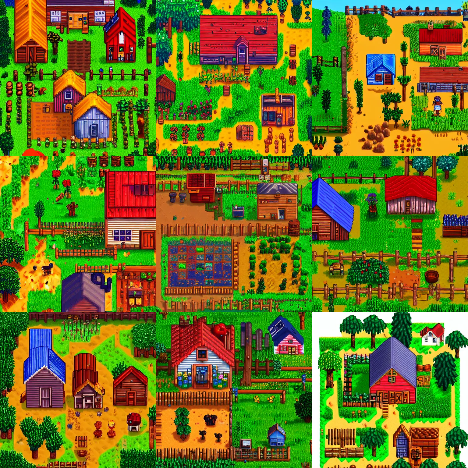 Prompt: the perfect farm in stardew valley, detailed, trending, digital art on artstation