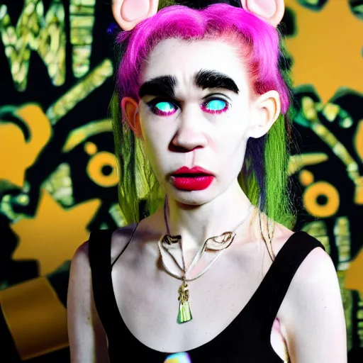 Prompt: [ grimes as a muppet ]!!, 4 k photorealistic! photography, trending on [ unsplash ], contest winner, award winning, [ 4 k ]!