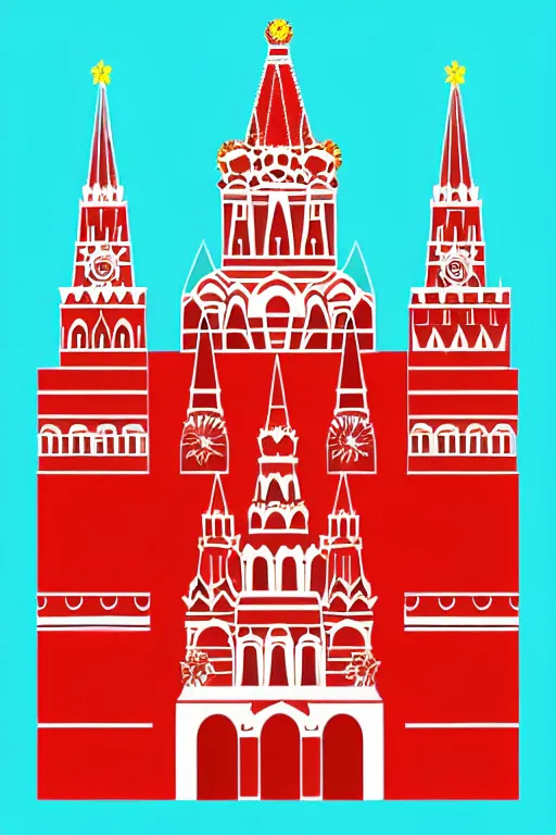 Image similar to minimalist boho style art of colorful moscow red square, illustration, vector art