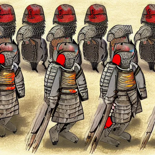 Image similar to phalanx of ashigaru mice, digital painting