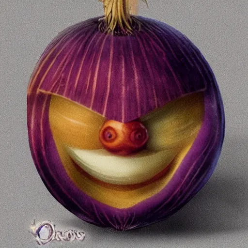 Image similar to an onion!!!!! with the face of kratos on it