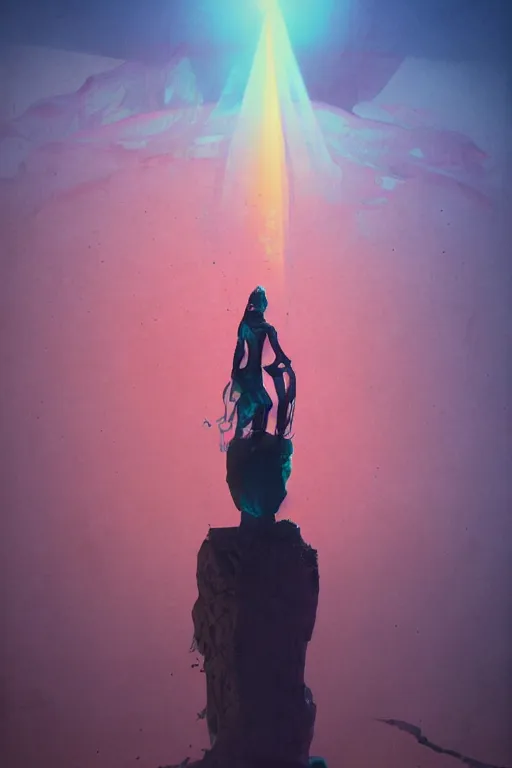 Image similar to the geomancer, art by russ nicholson and karel thole, trending on artstation, volumetric lighting product view 4 k hd, chillwave, 3 d render, psychedelic, etching